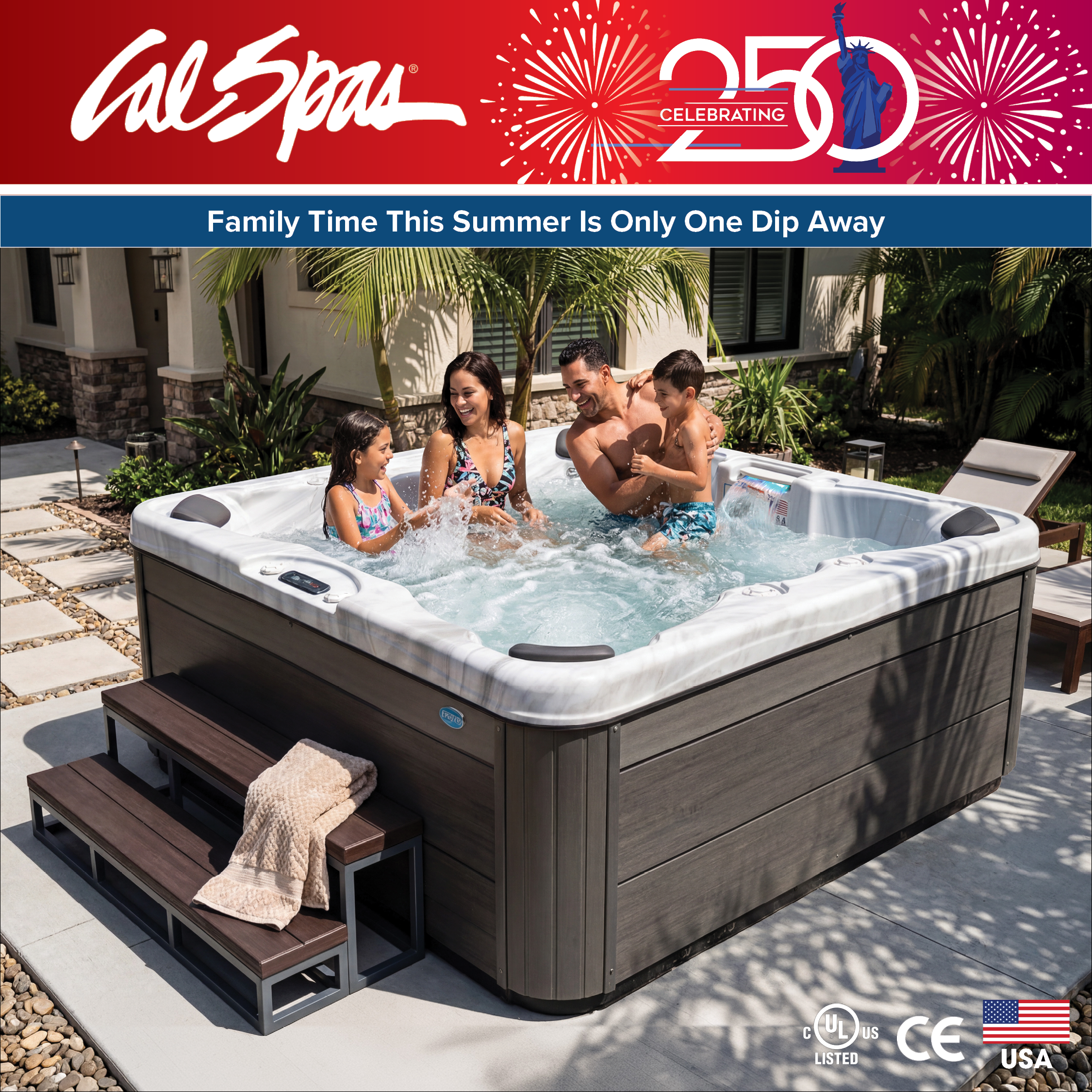 Calspas hot tub being used in a family setting - Midland